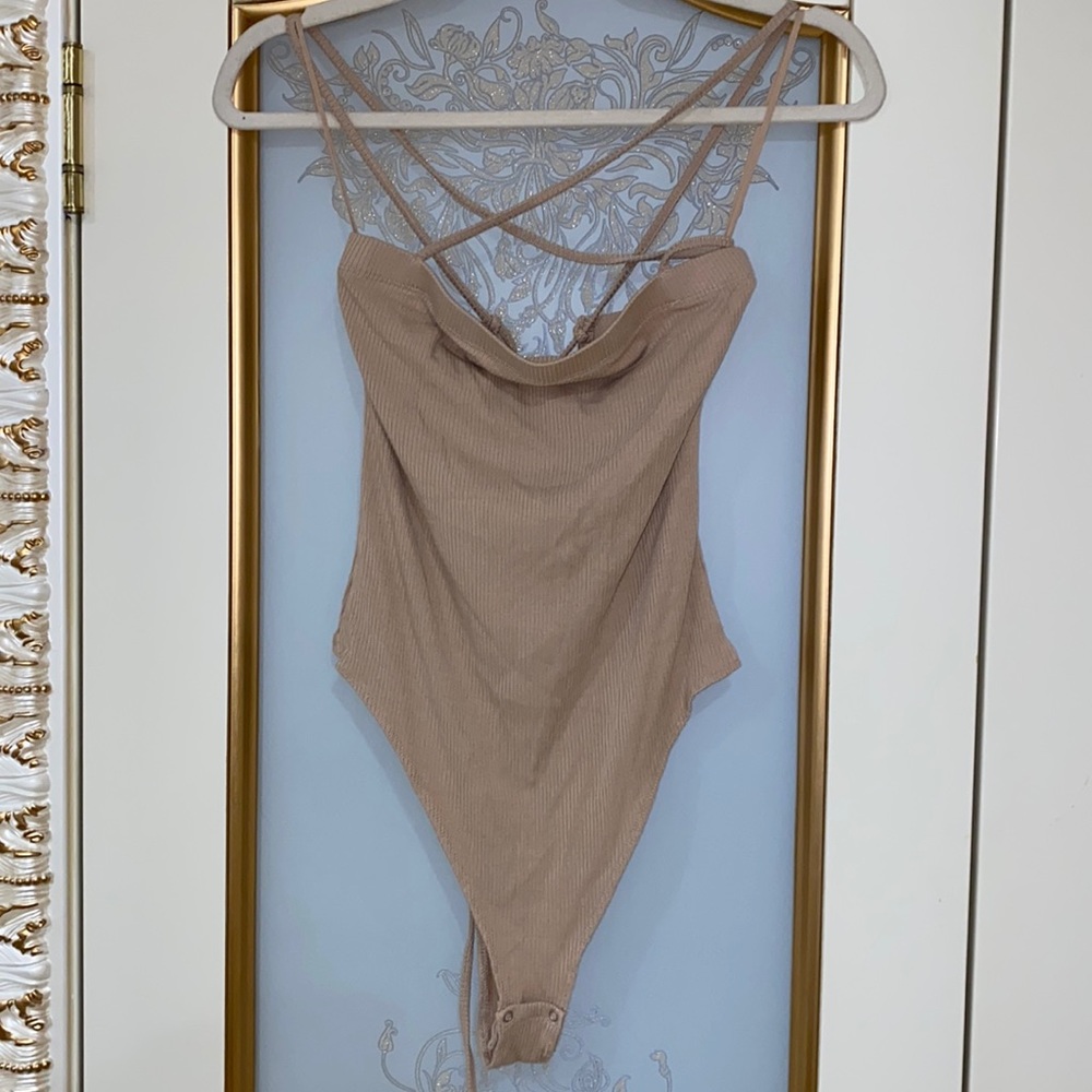 Garage Nude Sleeveless Bandeau Tie Back Bodysuit